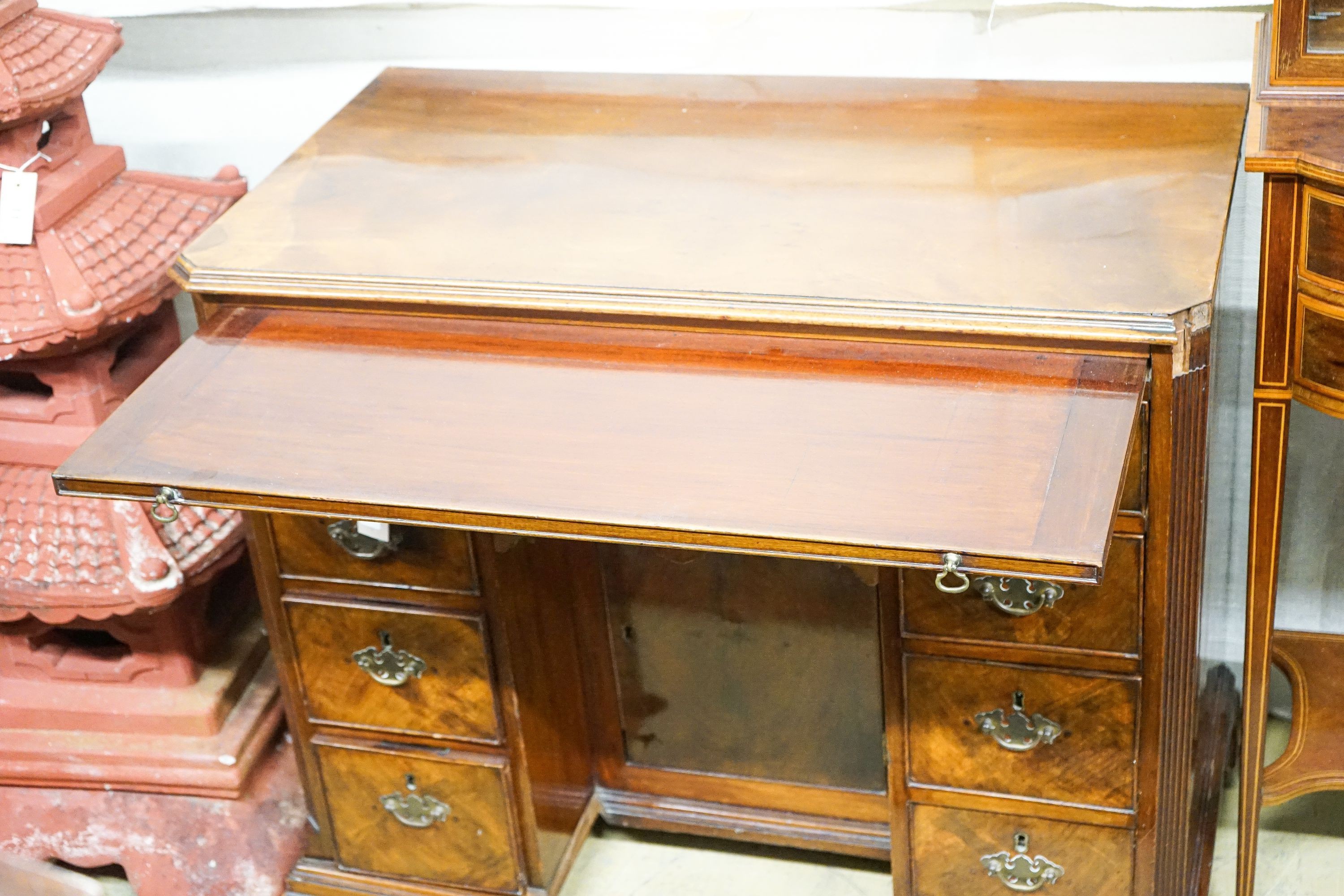 A George II style mahogany kneehole desk, length 92cm, depth 52cm, height 81cm